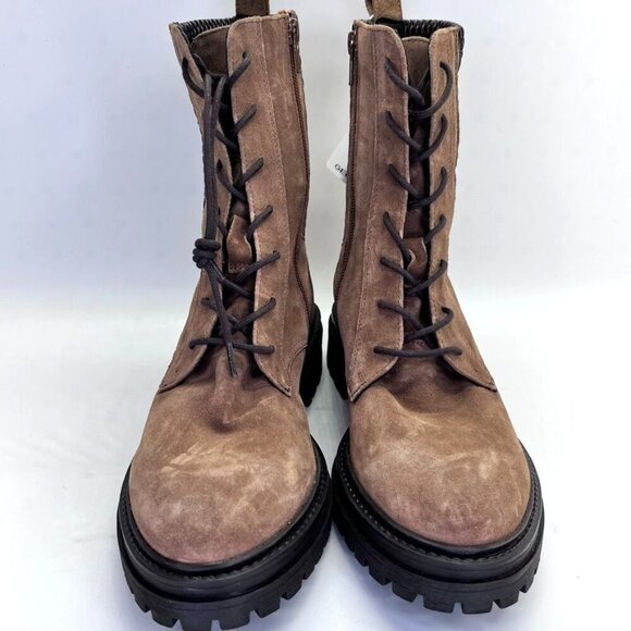GEOX Respira Iridea Lace-Up Ankle Boots Size 39 EU US 9 Brown Suede Zip Side - Picture 5 of 15